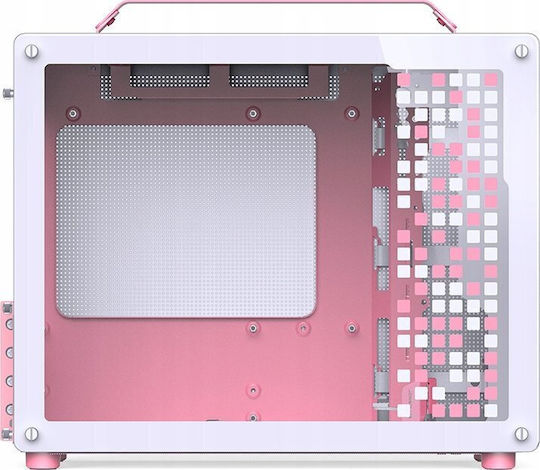 Jonsplus Z20 Gaming Mini Tower Κουτί Υπολογιστή με Πλαϊνό Παράθυρο White/Pink