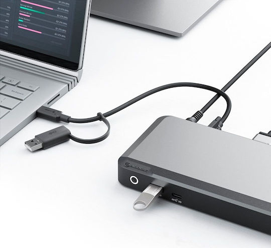 Alogic Universal Dual 4K Dockin USB-C Docking Station with DisplayPort 4K PD Ethernet and Support for 2 Monitors Gray