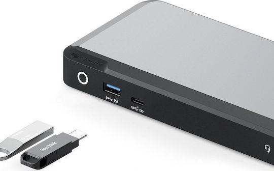 Alogic Universal Dual 4K Dockin USB-C Docking Station with DisplayPort 4K PD Ethernet and Support for 2 Monitors Gray