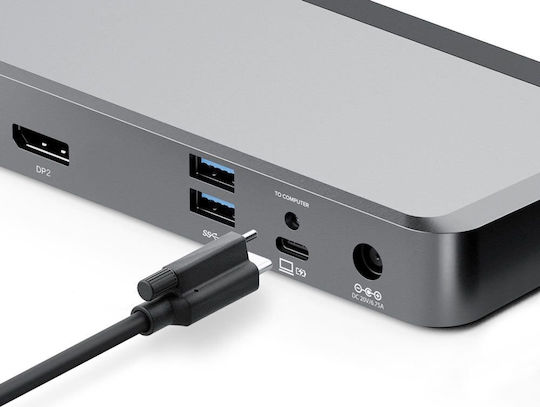 Alogic Universal Dual 4K Dockin USB-C Docking Station with DisplayPort 4K PD Ethernet and Support for 2 Monitors Gray