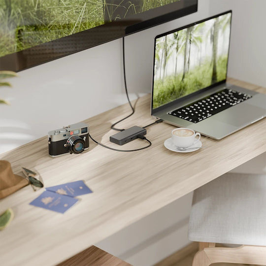 Alogic Fusion USB-C Docking Station με HDMI/DisplayPort 4K PD Ethernet και σύνδεση 3 Οθονών Γκρι
