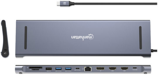 Manhattan USB-C Docking Station με HDMI/DisplayPort 4K PD Ethernet (190305)