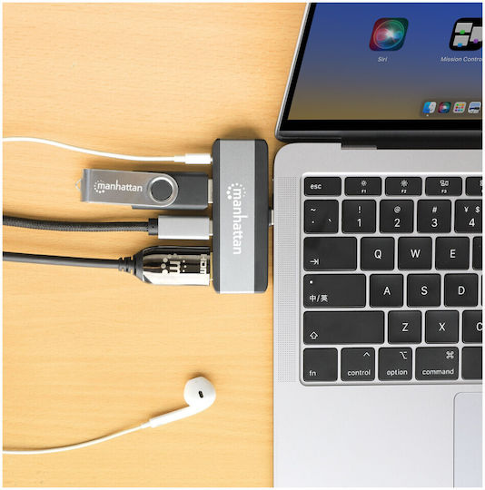 Manhattan USB-C Докинг станция с HDMI 4K PD Сив (190404)