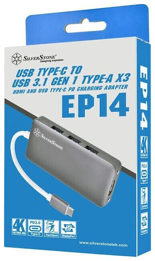Silverstone USB-C Docking Station mit HDMI Gray (SST-EP14C)