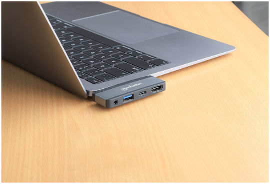 Manhattan USB-C Докинг станция с HDMI 4K PD Сив (190404)