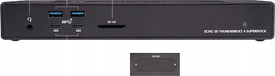 Sonnet Echo 20 Thunderbolt 3 / Thunderbolt 4 / USB-A / USB-C Docking Station με HDMI 4K PD Ethernet και σύνδεση 2 Οθονών Μαύρο