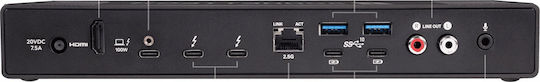 Sonnet Echo 20 Thunderbolt 3 / Thunderbolt 4 / USB-A / USB-C Docking Station με HDMI 4K PD Ethernet και σύνδεση 2 Οθονών Μαύρο