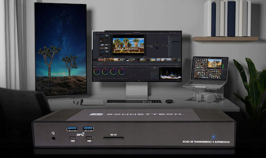 Sonnet Echo 20 Thunderbolt 3 / Thunderbolt 4 / USB-A / USB-C Docking Station με HDMI 4K PD Ethernet και σύνδεση 2 Οθονών Μαύρο