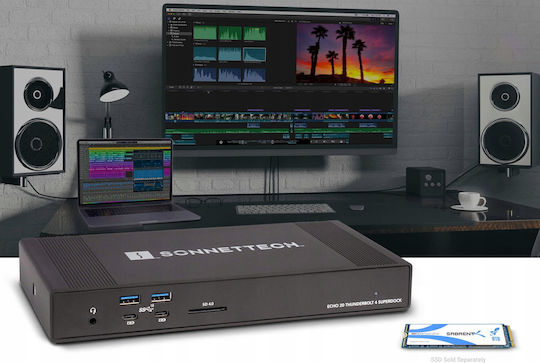 Sonnet Echo 20 Thunderbolt 3 / Thunderbolt 4 / USB-A / USB-C Docking Station με HDMI 4K PD Ethernet και σύνδεση 2 Οθονών Μαύρο