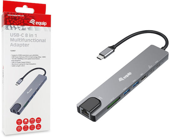 Equip USB-C Docking Station mit HDMI 4K PD Ethernet Schwarz (133497)