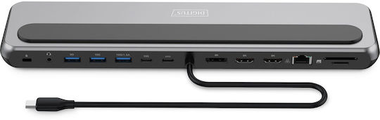 Digitus USB-C Docking Station με DisplayPort 4K PD Ethernet Γκρι (DA-70919)