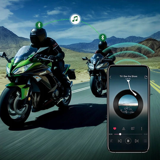 EJEAS Q8 Mesh 3.0 Single Motorcycle Communication System for Helmet with Bluetooth
