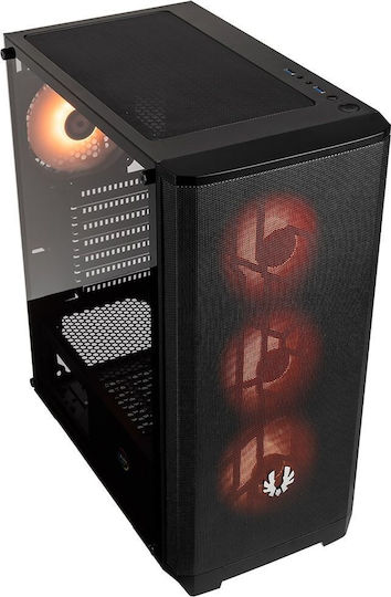 BitFenix Nova Mesh SE TG RGB Геймърско бюро Midi Tower Компютърна кутия със страничен прозорец Черен
