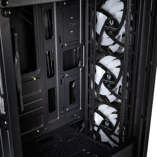 BitFenix Nova Mesh SE TG RGB Геймърско бюро Midi Tower Компютърна кутия със страничен прозорец Черен