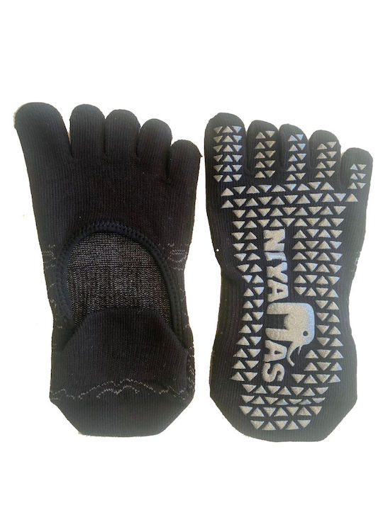 Niyamas Yoga/Pilates Socks Black 1 Pair with Shaped Toes