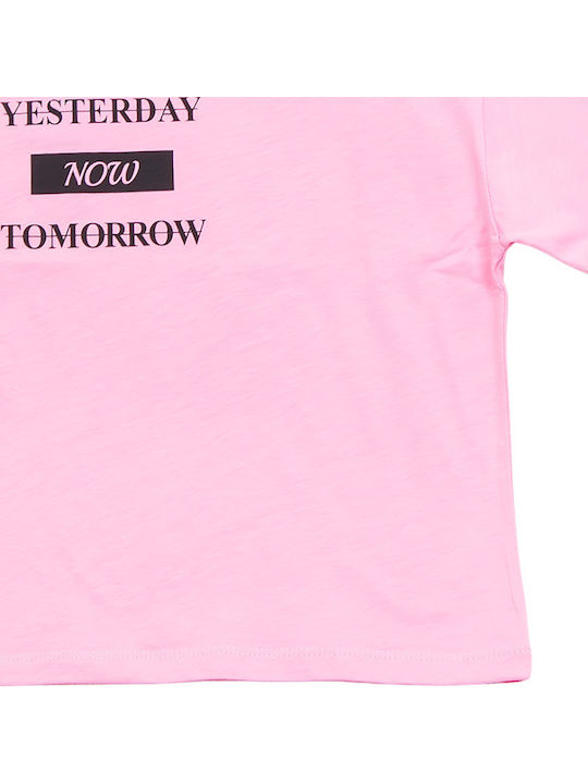 Kids' Crop Top Short Sleeve Pink