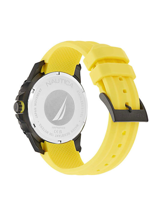 Nautica Men's Watch 44mm Battery With Yellow Rubber Strap