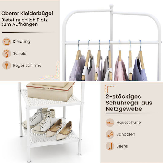 Costway Freistehender Kleiderständer Metallisch Weiß 42.5x42.5x193.5cm