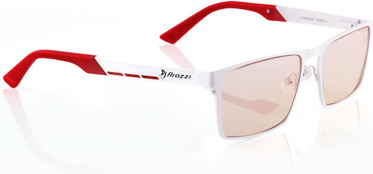 Arozzi Gaming Glasses Visione Vx-800 White White-red Frames Amber Lenses