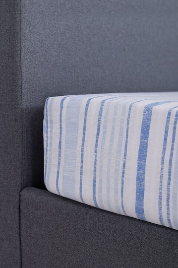 Naf Naf Bettwäsche-Set King Size mit Gummiband 240x270cm. Summit Blue 4Stück