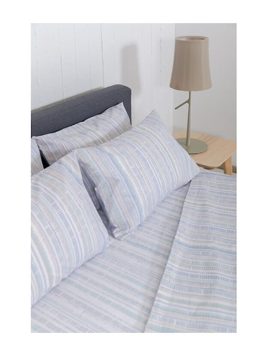 Naf Naf Sheet Sets King Size with Elastic 240x270cm. Summit Blue 4pcs