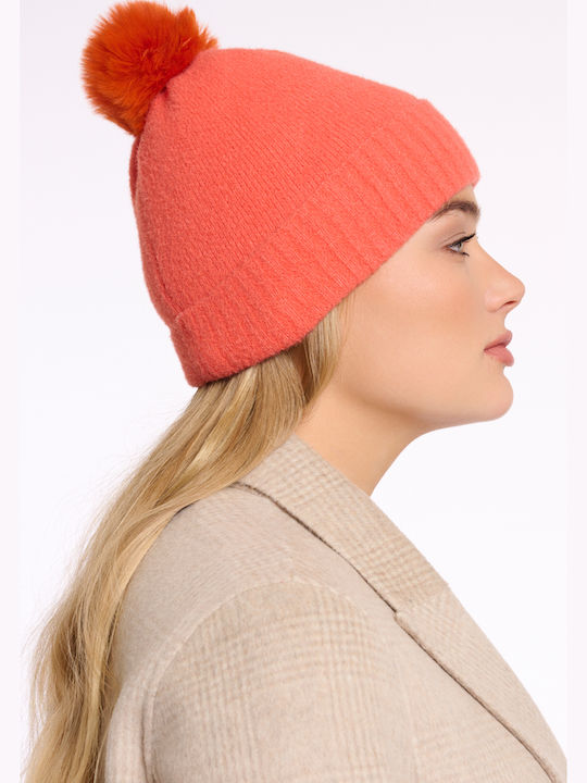 Beanie Unisex Beanie Knitted in Orange color