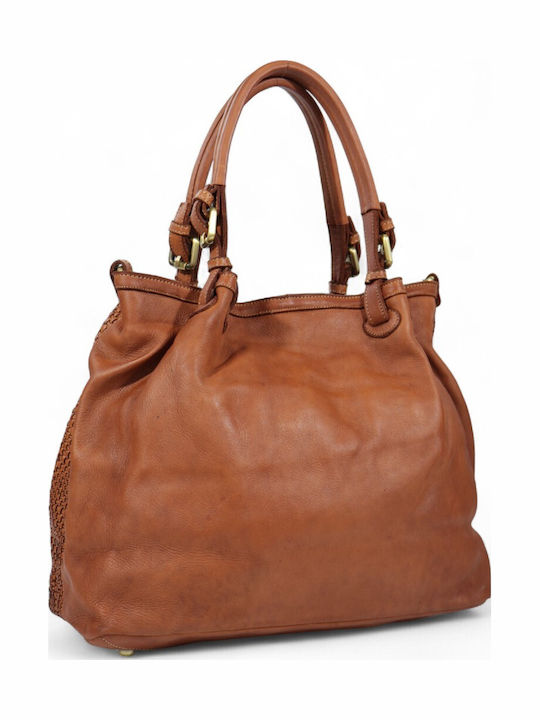 Leather Women's Shopper Bag Cognac