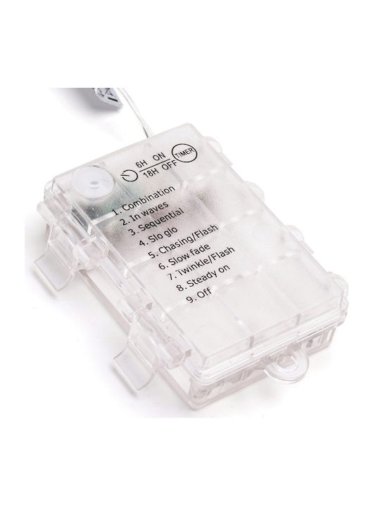 50 Lights LED 5m. Cold White Battery in String 1pcs