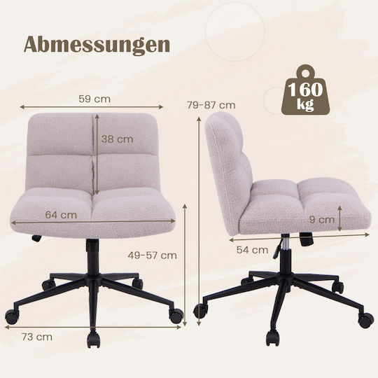 Costway Stuhl Büro mit Verstellbaren Armen Light Grey