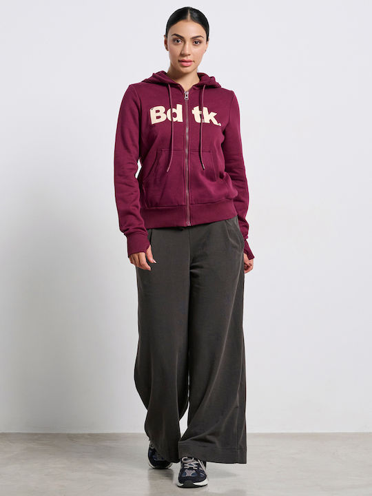 Women's Sweatshirt Jacket Hooded Burgundy