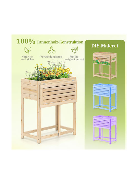 Costway Blumenkasten Hölzernes Natural 63x67x74cm.