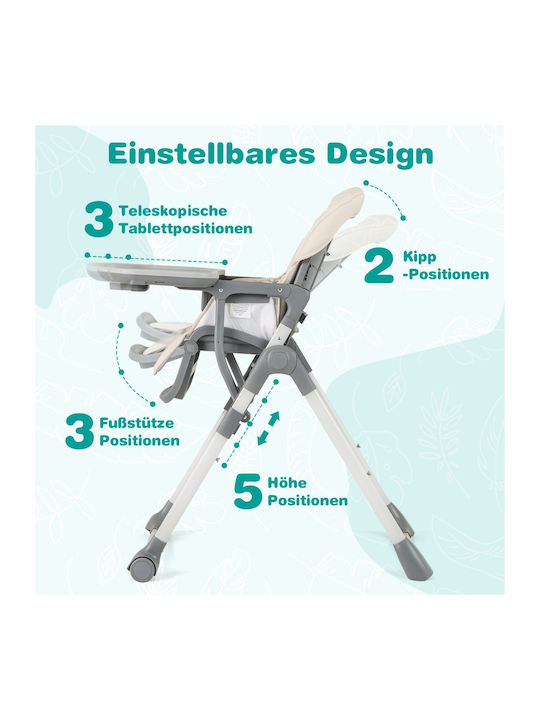 Costway Foldable Baby Highchair Beige