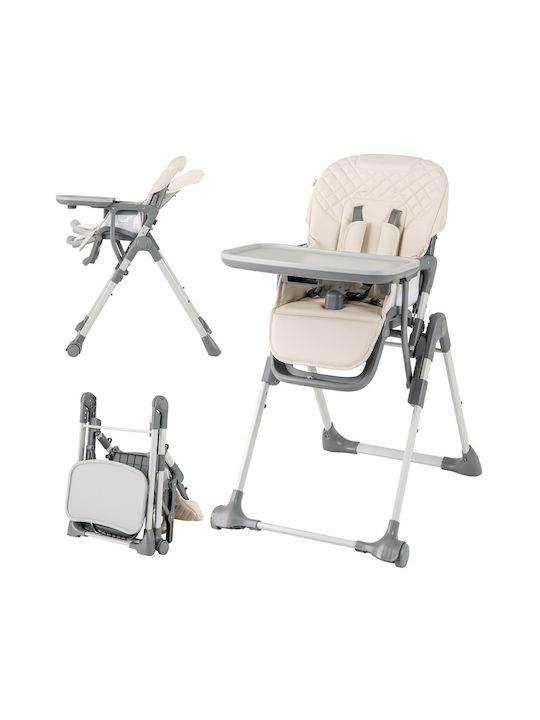 Costway Klappbarer Baby Hochstuhl mit Höhenverstellbar Beigem