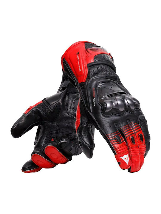 Dainese Fiero Χειμερινά Ανδρικά Γάντια Μηχανής Δερμάτινα Metal Black/Red-Lava/White