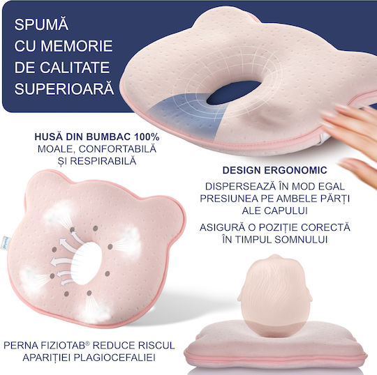 Perna De Somn Pentru Copii Din Spumă De Memorie Roz 20.5x25cm