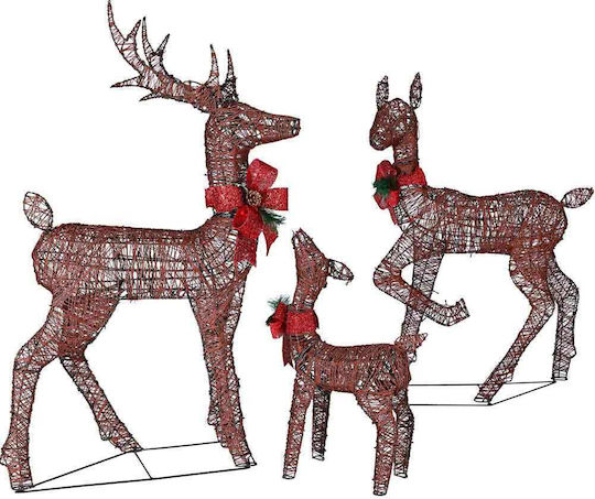 Bakaji Bakaji Family of 3 Christmas Lighted Reindeer 600 LED Warm White Knitted Rope Outdoor