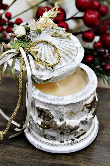 Gerakis Christmas White Candle 11x8.7cm