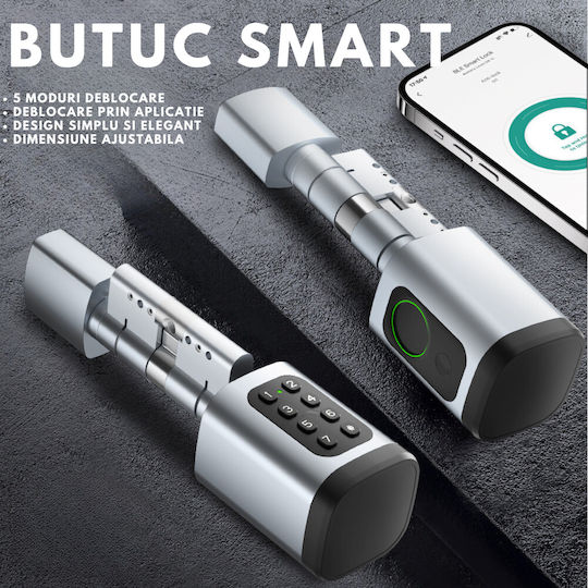 Smart Cylindrical Lock Core Smart Lock 5 Locking Modes Fingerprint Mobile App Mechanical Key Card Access Code Remote Control Perfect Airbnb Hotels Chrome