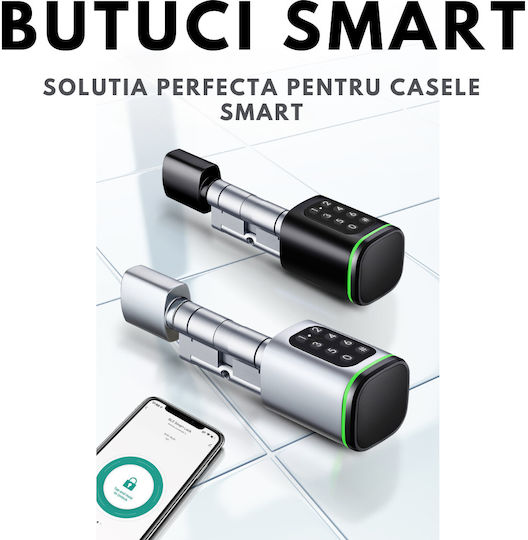 Smart Cylindrical Lock Core Smart Lock 5 Locking Modes Fingerprint Mobile App Mechanical Key Card Access Code Remote Control Perfect Airbnb Hotels Chrome
