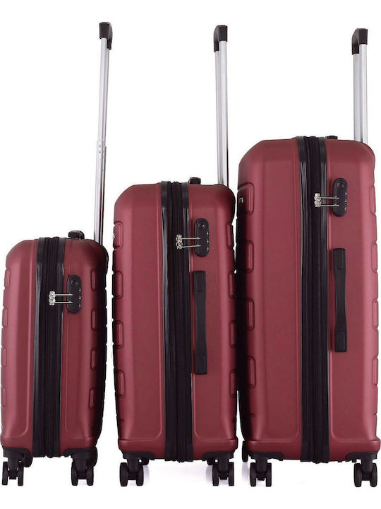 RCM 2319 Βαλίτσες Ταξιδιού Σκληρές Μπορντό με 4 Ρόδες Σετ 3τμχ