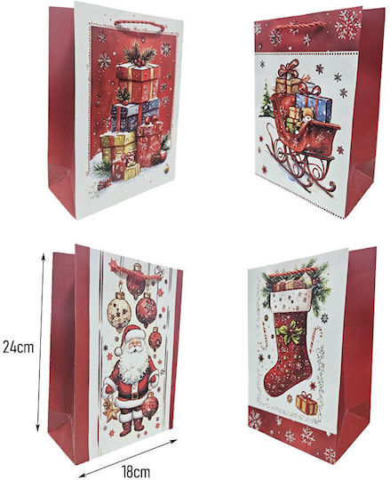 Designs Paper Christmas Bag for Gift Multicolored 24x18cm. 12pcs