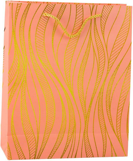 Lean Toys Paper Bag for Gift Gold 32x12x26cm.