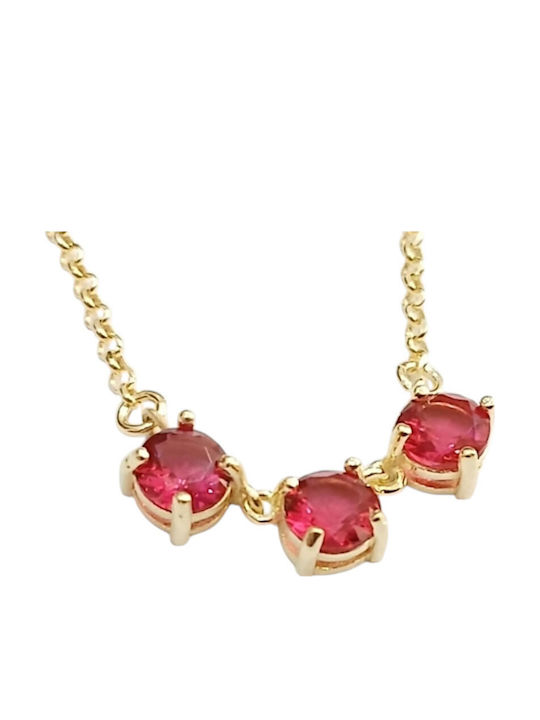 Prince Silvero Necklace From Gold Plated Silver With Red Zircon