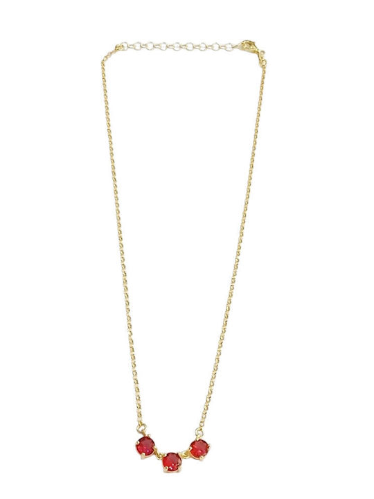 Prince Silvero Necklace From Gold Plated Silver With Red Zircon