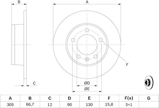 Bosch Спирачен Диск 0 986 478 970