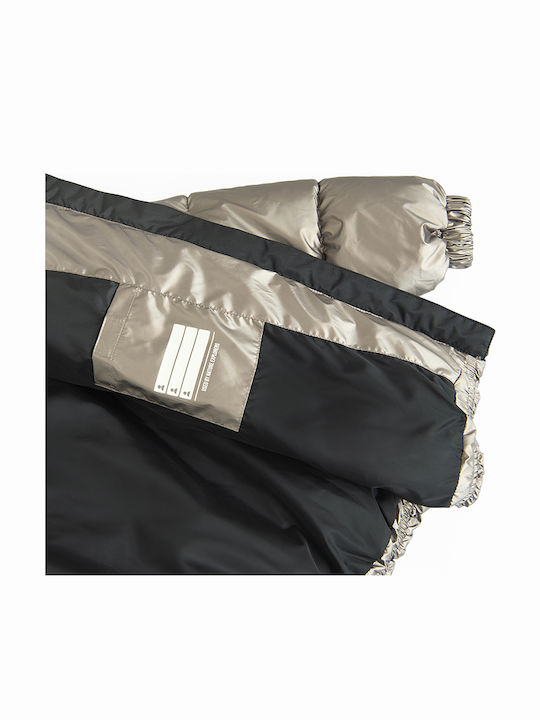 Kids' Quilted Jacket with Hood Gold/Silver