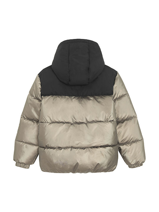 Kids' Quilted Jacket with Hood Gold/Silver