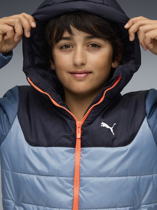 Kids' Sports Jacket with Hood Blue Padded