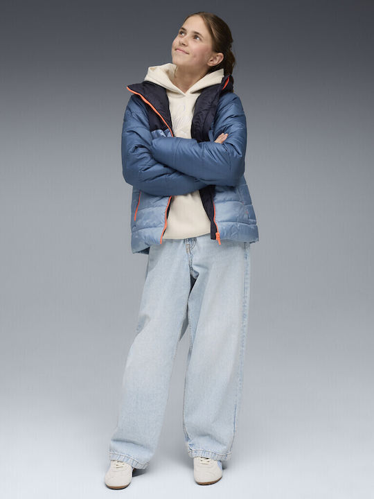 Kids' Sports Jacket with Hood Blue Padded