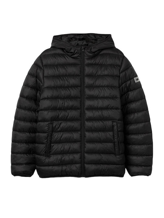Kids' Quilted Jacket with Hood Black